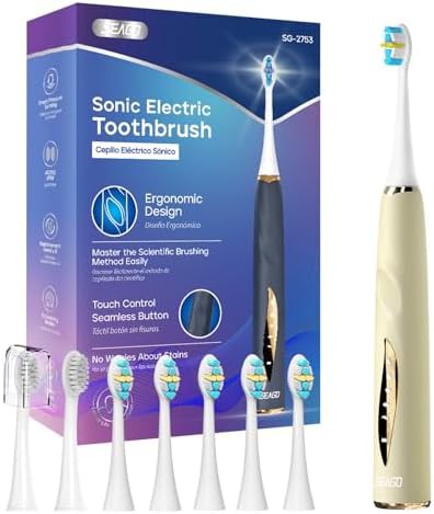 Beige rechargeable toothbrush with five modes