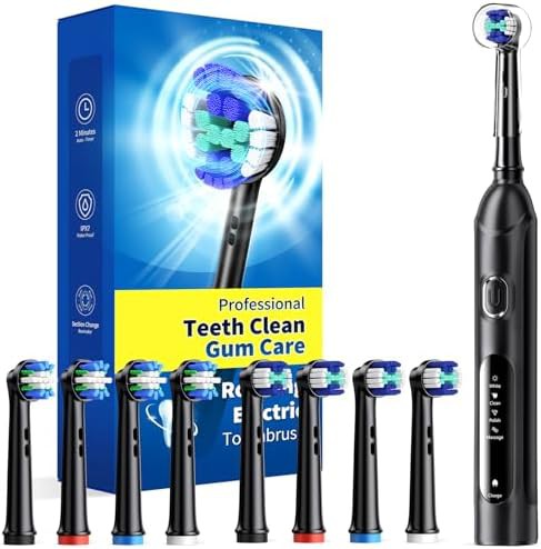 Black rotating electric toothbrush for adults