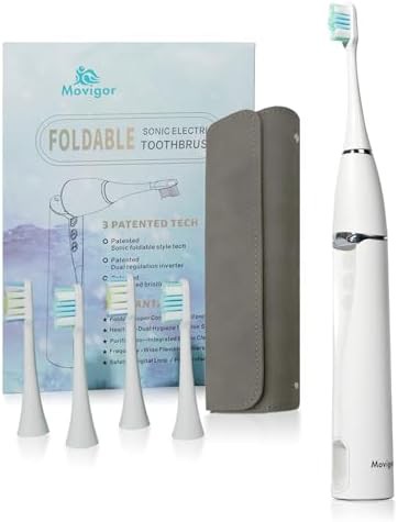 White foldable sonic toothbrush for travel