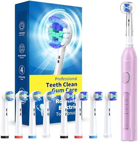 Purple rotating electric toothbrush for adults
