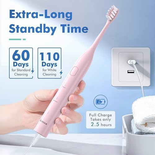 Pink electric toothbrush with sixty day charge — photo 5