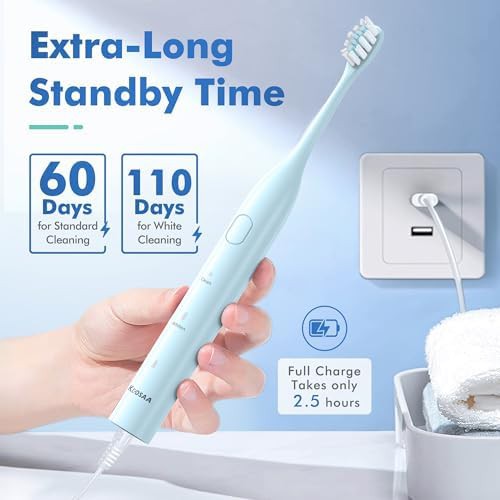 Blue rechargeable sonic toothbrush with heads — photo 5