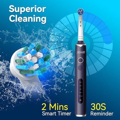 Blue rotating electric toothbrush with eight heads — photo 5
