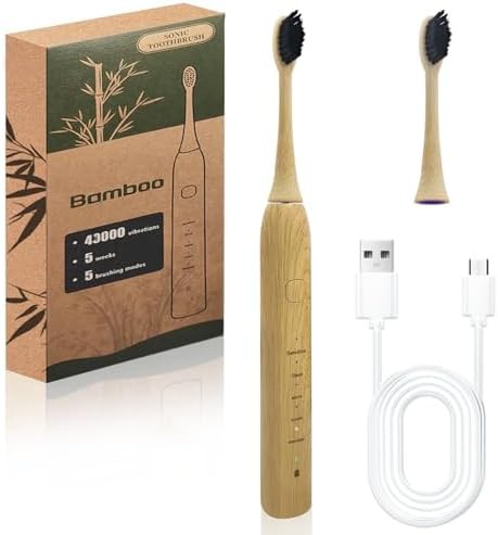 Bamboo sonic rechargeable waterproof toothbrush
