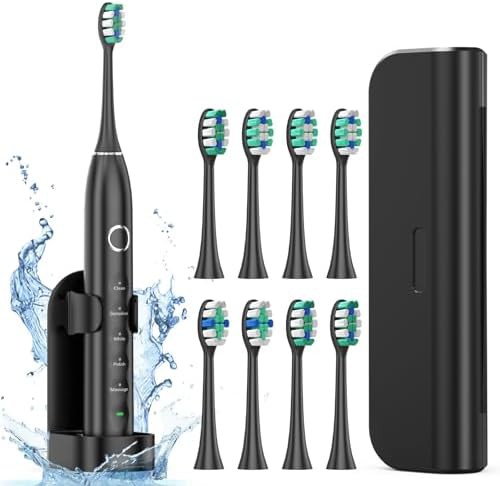 Sonic toothbrush with eight brush heads