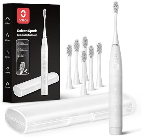 Rechargeable sonic toothbrush with six heads