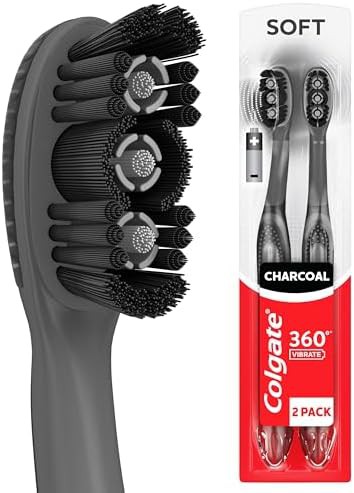 Charcoal infused soft vibrating toothbrush pair