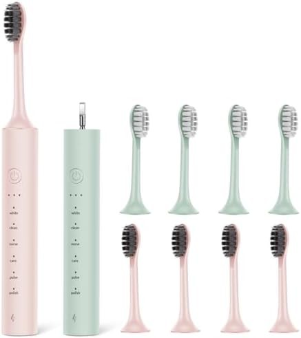 Pink and mint green two pack toothbrush