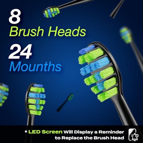 Black led screen toothbrush with eight heads — photo 4