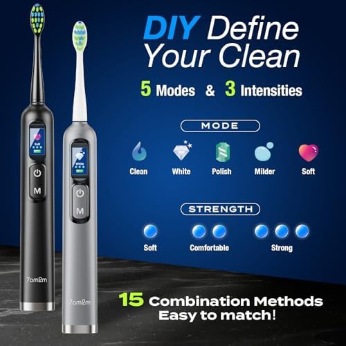 Black led screen toothbrush with eight heads — photo 5