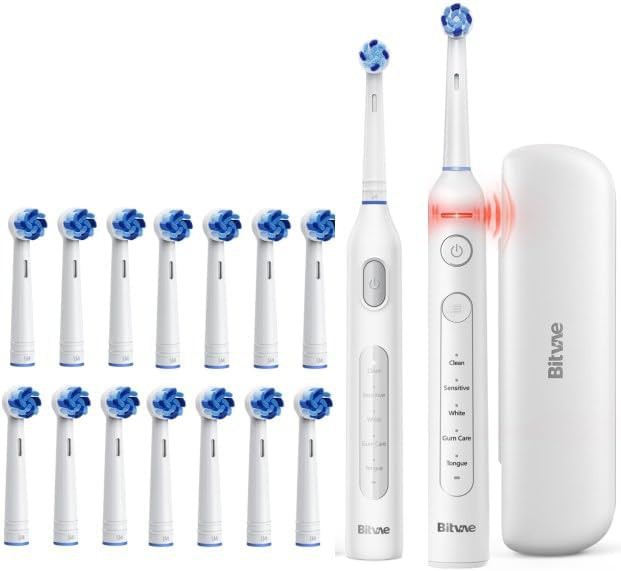 White rotating toothbrush set with travel case