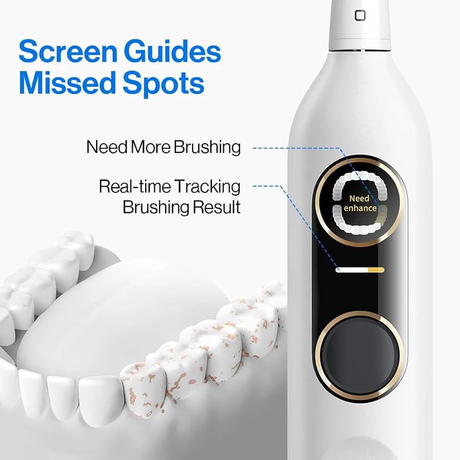 White smart toothbrush with integrated display — photo 3