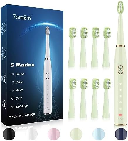 Green sonic toothbrush with smart timer