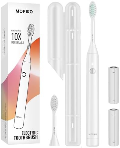 MOPIKO white battery travel electric toothbrush