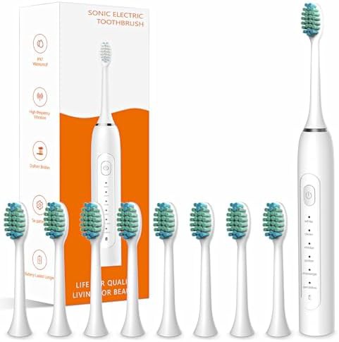 Sonic whitening brush with eight heads