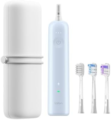 Blue ABS sonic toothbrush with travel case