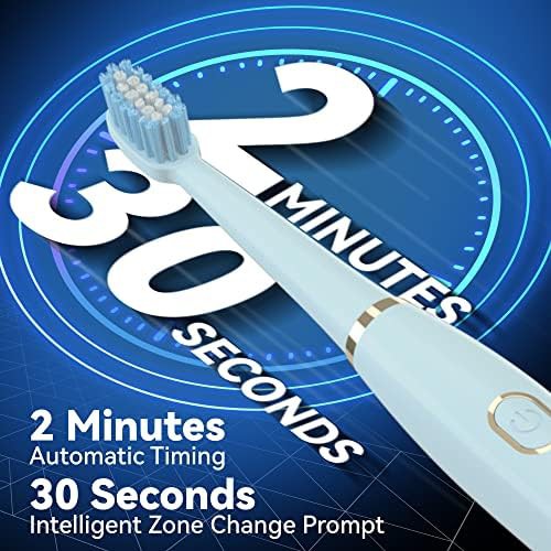 Blue sonic toothbrush with eight brush heads — photo 4