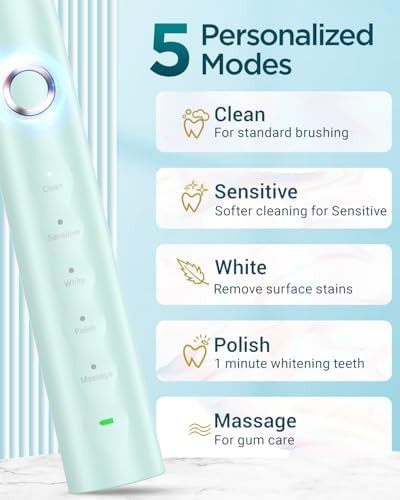 Green S5 sonic toothbrush with eight heads — photo 3