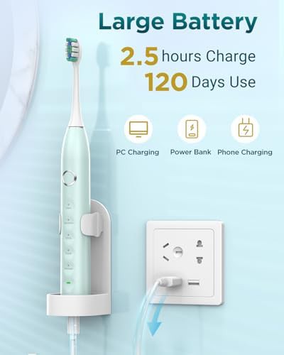 Green S5 sonic toothbrush with eight heads — photo 4