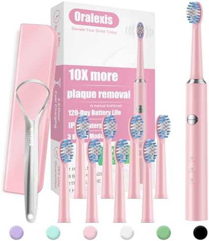 Pink rechargeable sonic toothbrush for travel