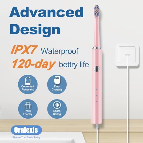 Pink rechargeable sonic toothbrush for travel — photo 5