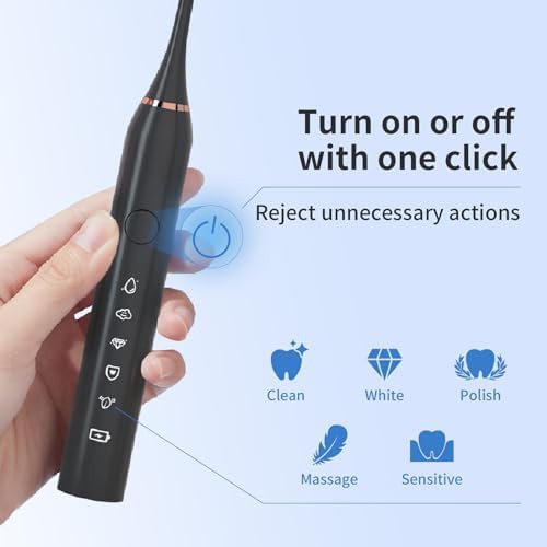 Black sonic toothbrush with eight brush heads — photo 5