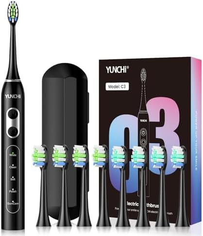 Black sonic toothbrush with travel case