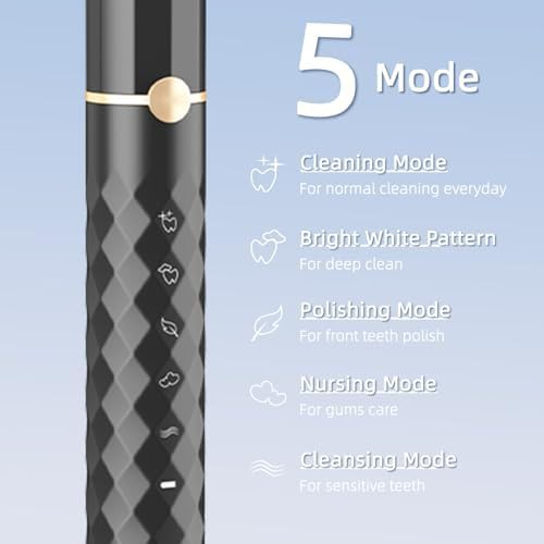 Black sonic toothbrush with ten brush heads — photo 5