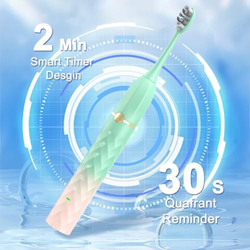 Green and pink sonic toothbrush set — photo 4