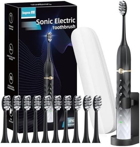Black and white sonic toothbrush set