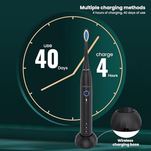 NBGRLVS black rechargeable sonic electric toothbrush for adults — photo 4