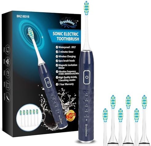 Navy blue wireless charging sonic toothbrush