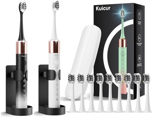 Black and white electric toothbrush two pack