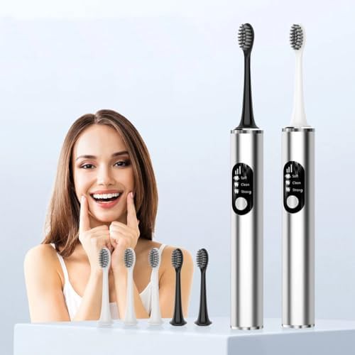 Silver aluminum wireless sonic toothbrush