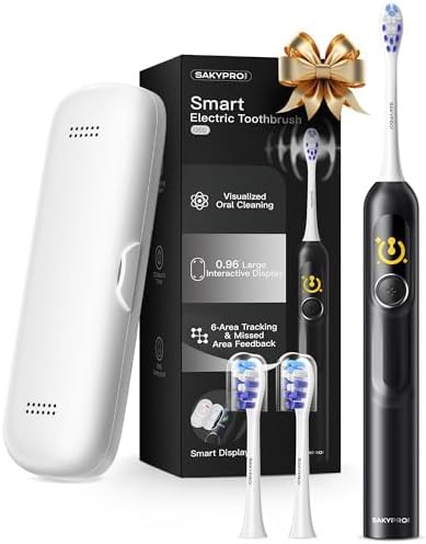 Black sonic toothbrush with smart display