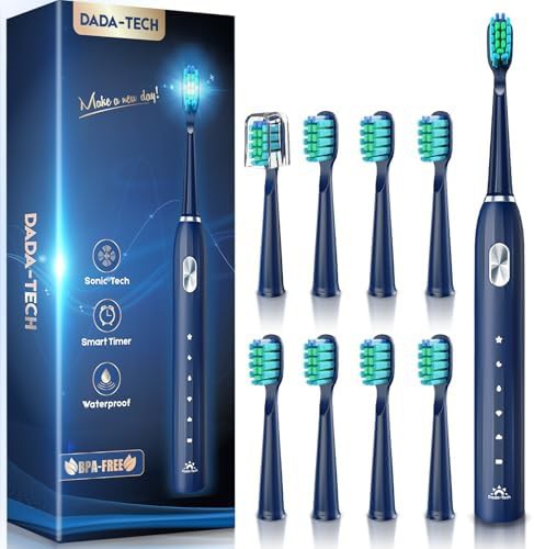 Blue sonic rechargeable brush with nine heads