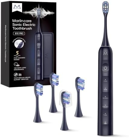Blue sonic toothbrush with long battery life