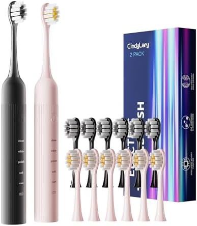 Black and pink sonic toothbrush pair