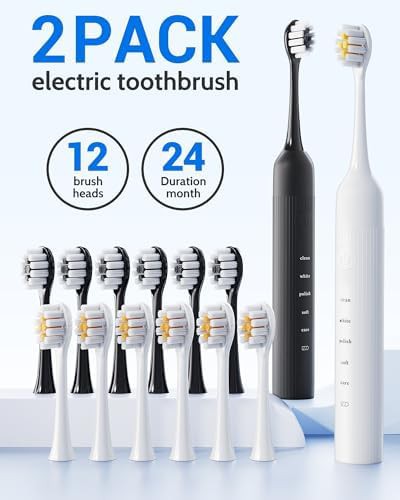 Black and white rechargeable toothbrush set — photo 3