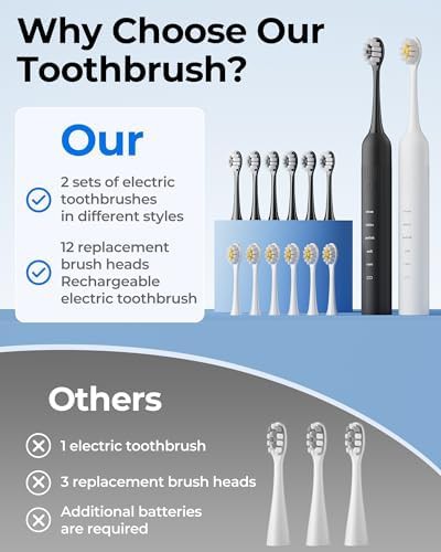 Black and white rechargeable toothbrush set — photo 5