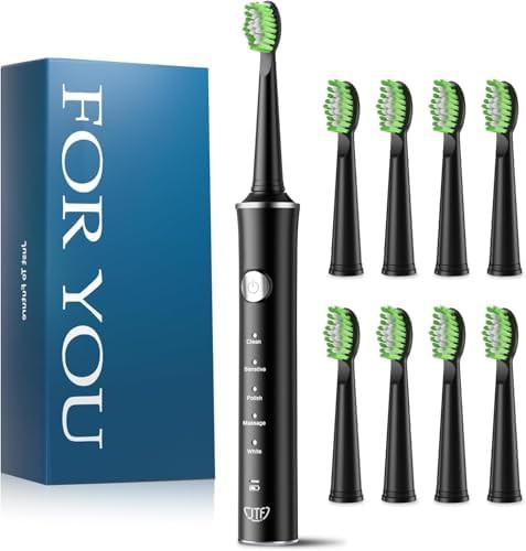 Deep cleaning sonic brush with eight heads