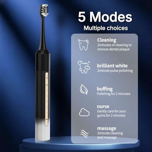Sonic toothbrush with ten black and white heads — photo 3