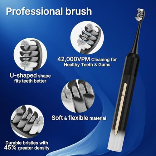 Sonic toothbrush with ten black and white heads — photo 4