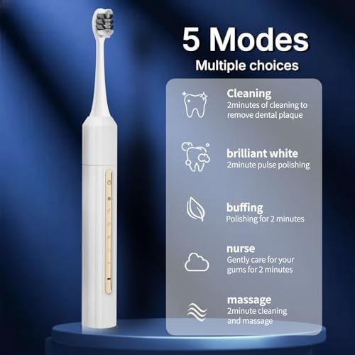 White sonic toothbrush with ten heads — photo 3