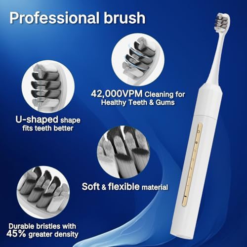 White sonic toothbrush with ten heads — photo 4