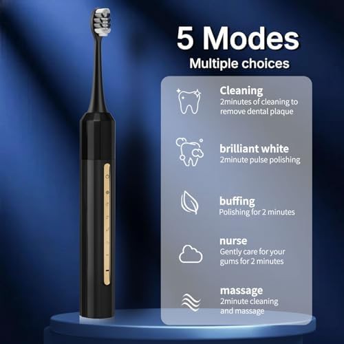 Black sonic toothbrush with ten heads — photo 3