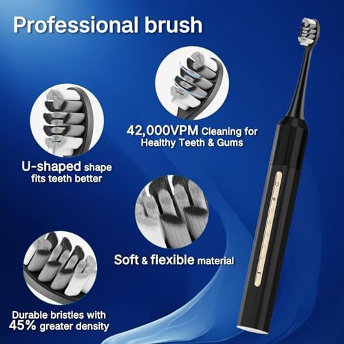Black sonic toothbrush with ten heads — photo 4