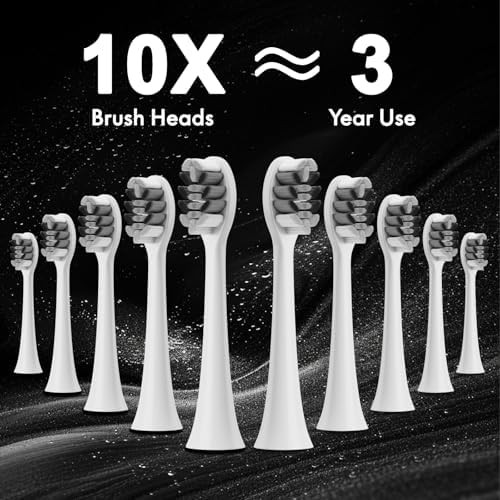 White diamond style sonic toothbrush with ten heads — photo 3