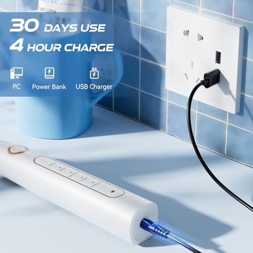 White sonic toothbrush with eight heads — photo 5