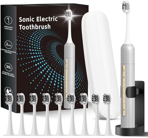 sonic toothbrush with silver finish